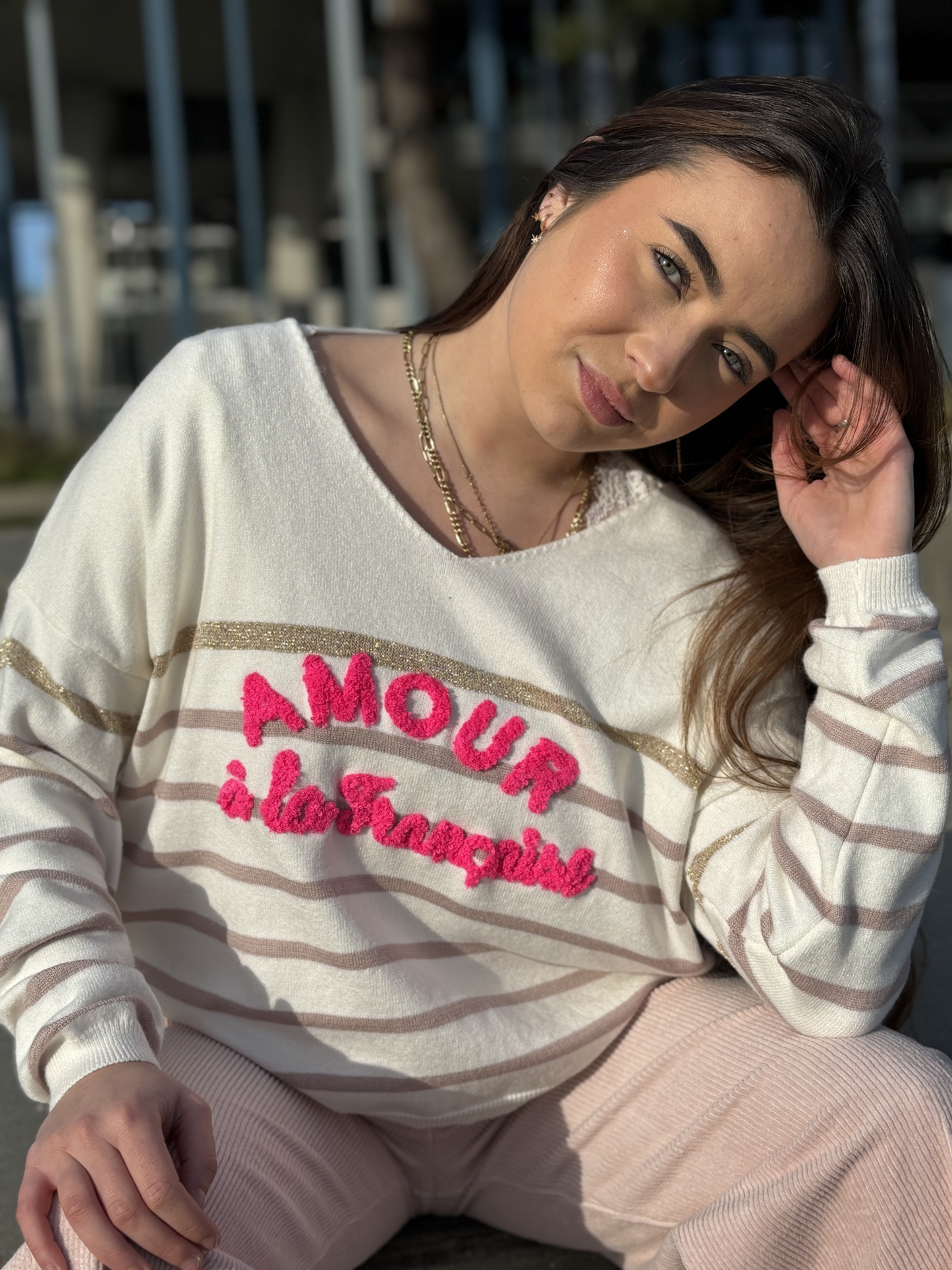 Pull Rayé "Amour à la Française"