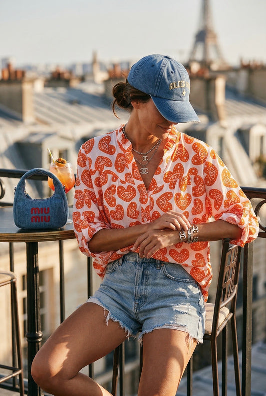 Chemise Cœurs Orange