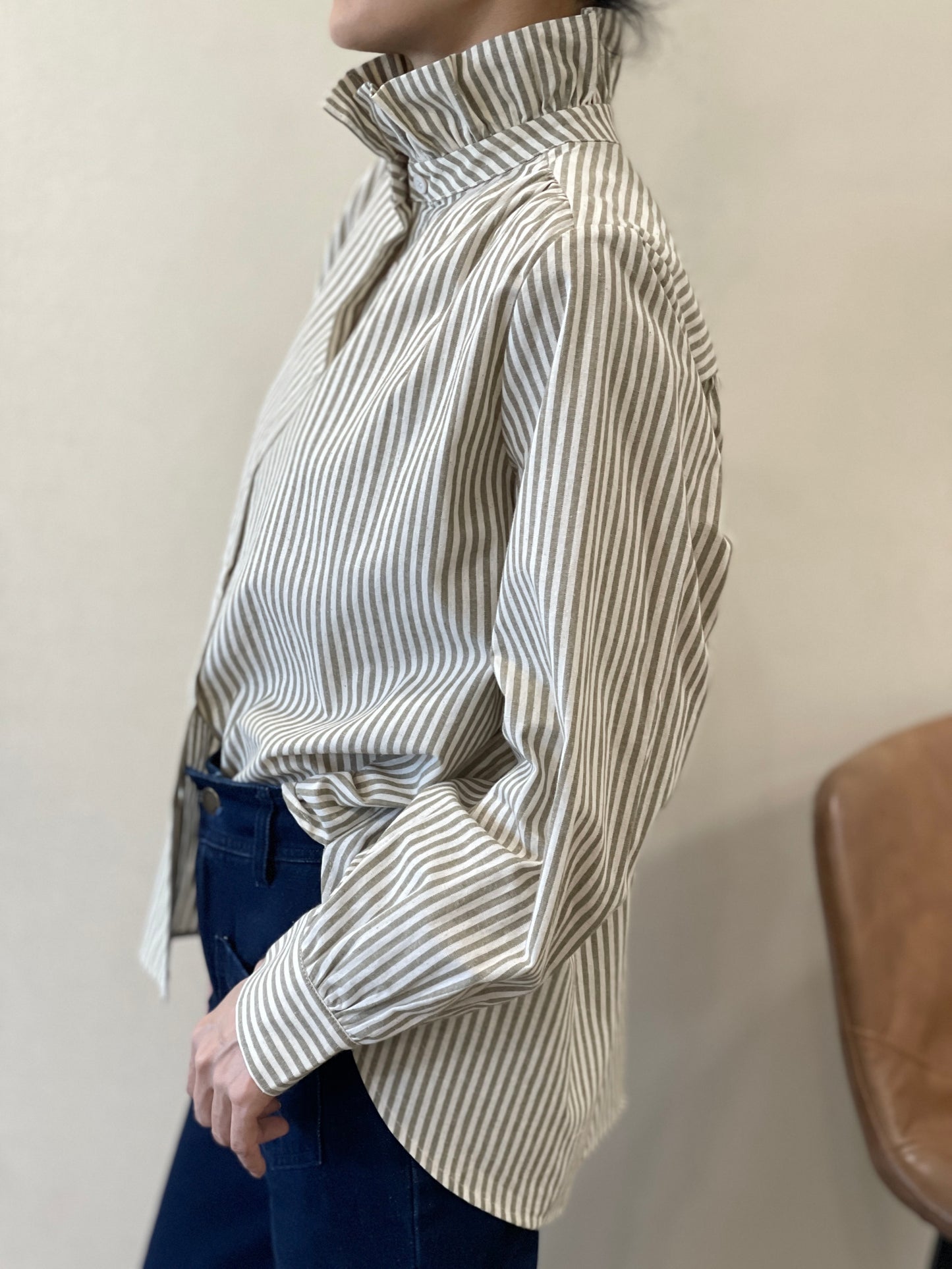 Chemise Col Montant Rayée