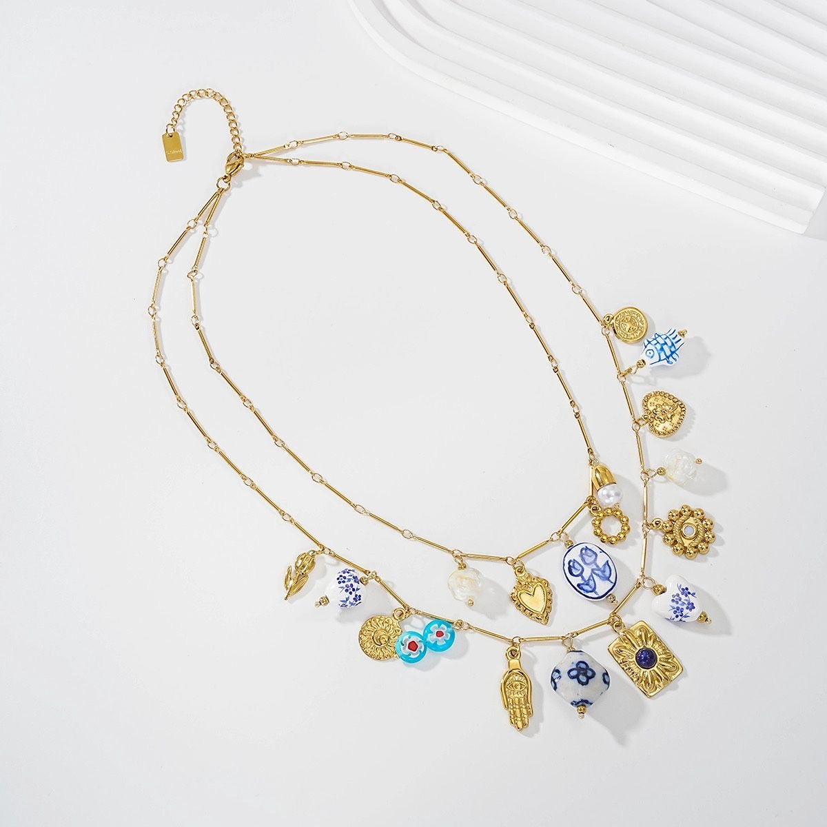 Collier Double Rang Bleu