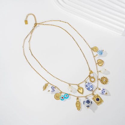 Collier Double Rang Bleu