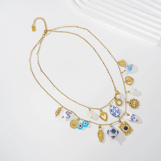 Collier Double Rang Bleu