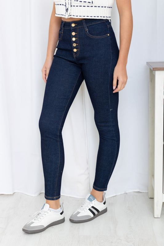Jean Skinny à Boutons Dorés