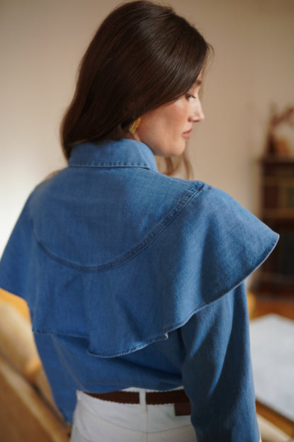 Chemise Denim Volantée