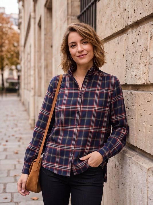 Chemise Léonie - Carreaux Marine et Rouge