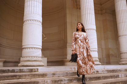 Robe Longue Imprimée Marron