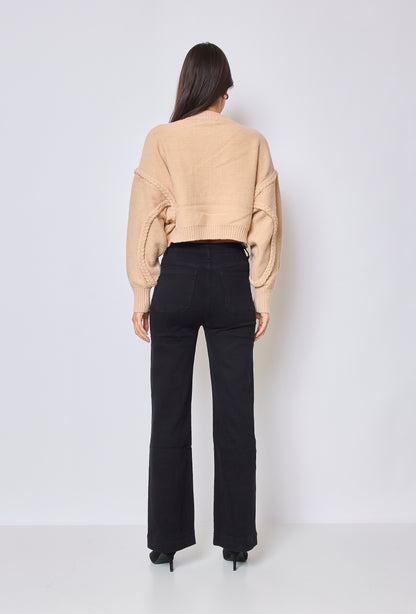 Jean Taille Haute à Boutons
