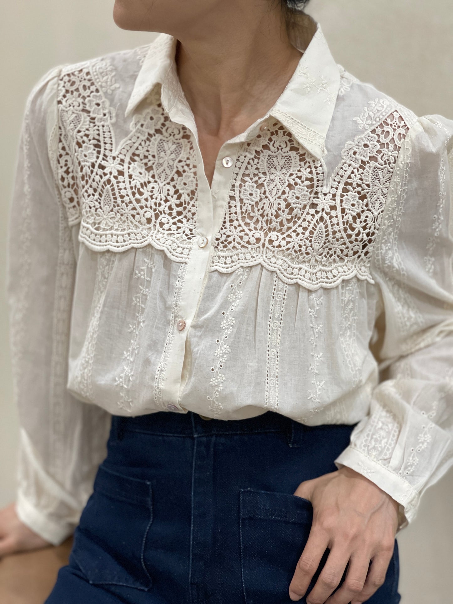 Chemise Broderie Anglaise avec Col