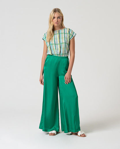Pantalon Fluide Fuchsia et Vert