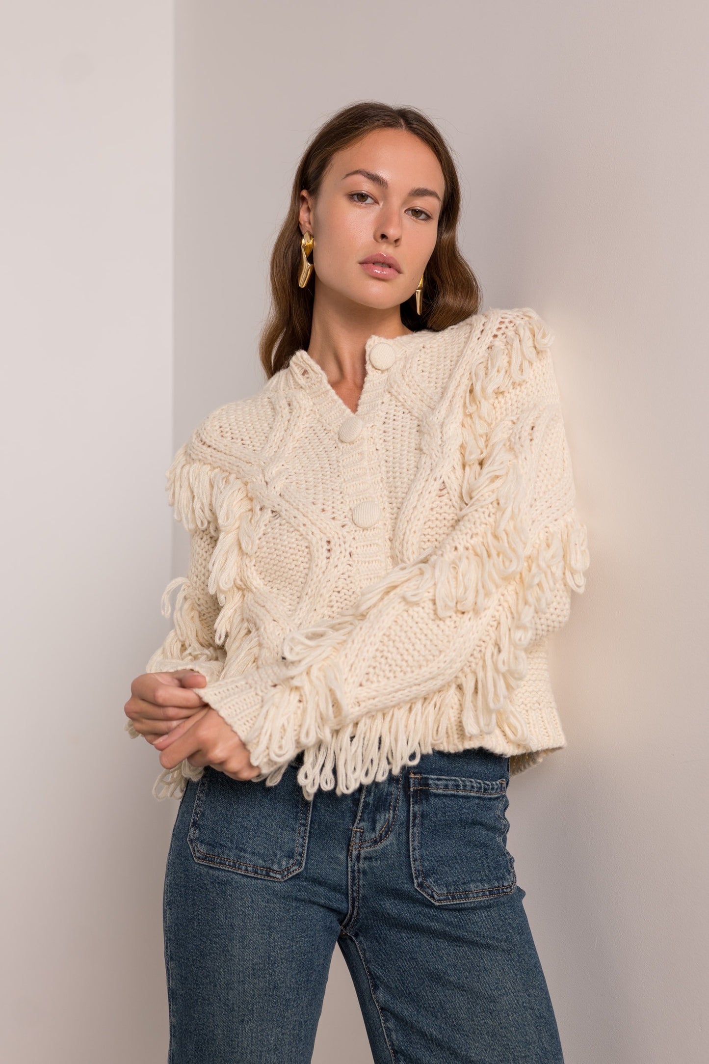 Gilet Franges Écru