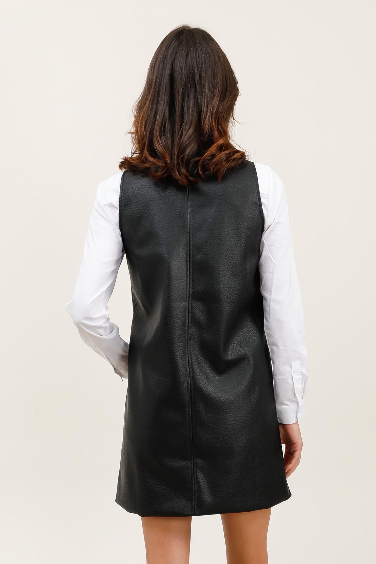 Robe Effet Cuir Noire