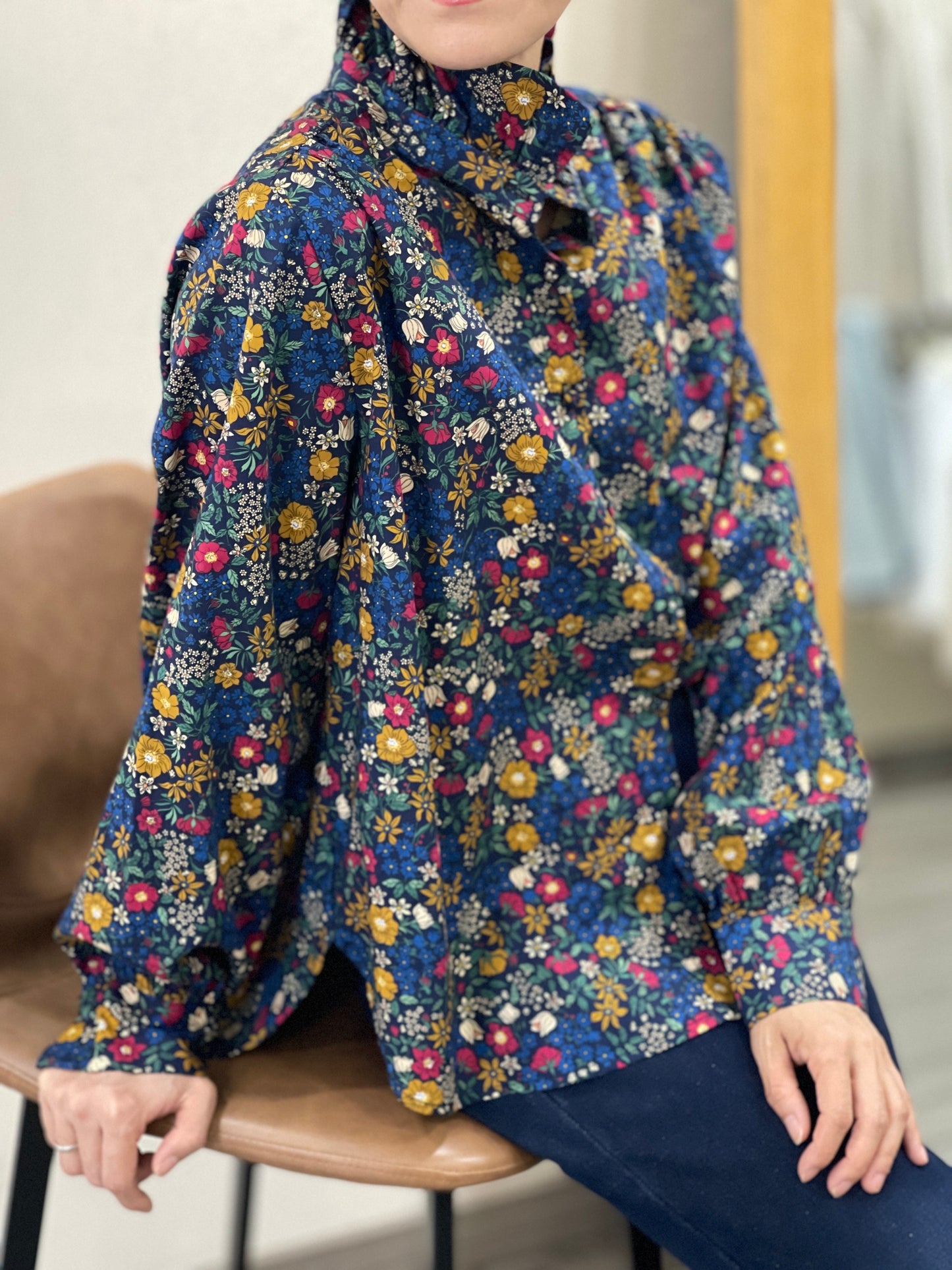 Chemise Col Montant Fleurie