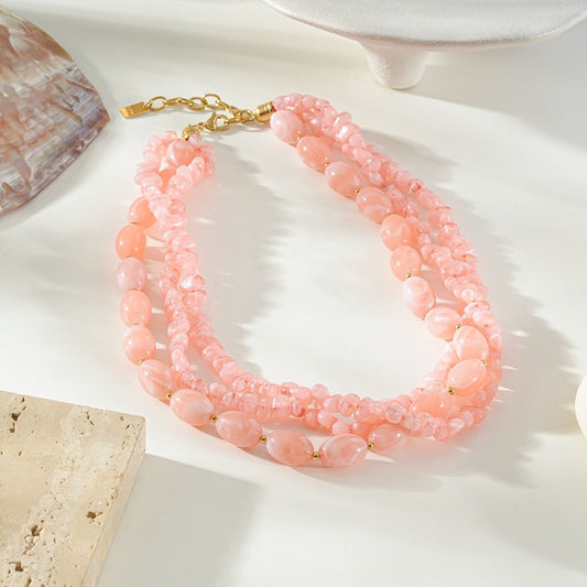 Collier Perles Roses