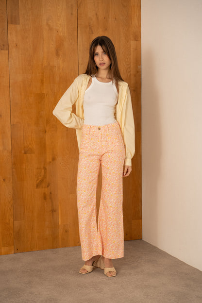 Pantalon Large Fleuri