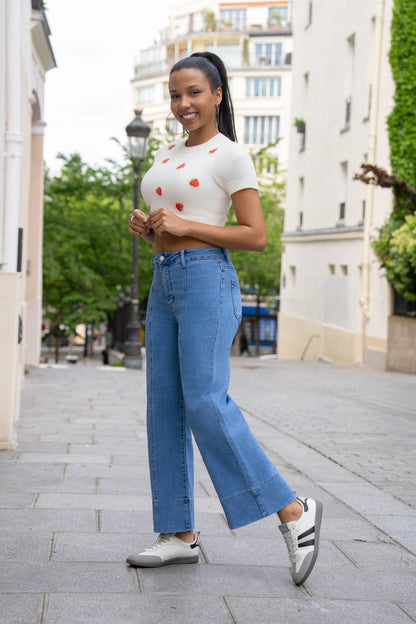 Jean Flare Femme Coton Coloré