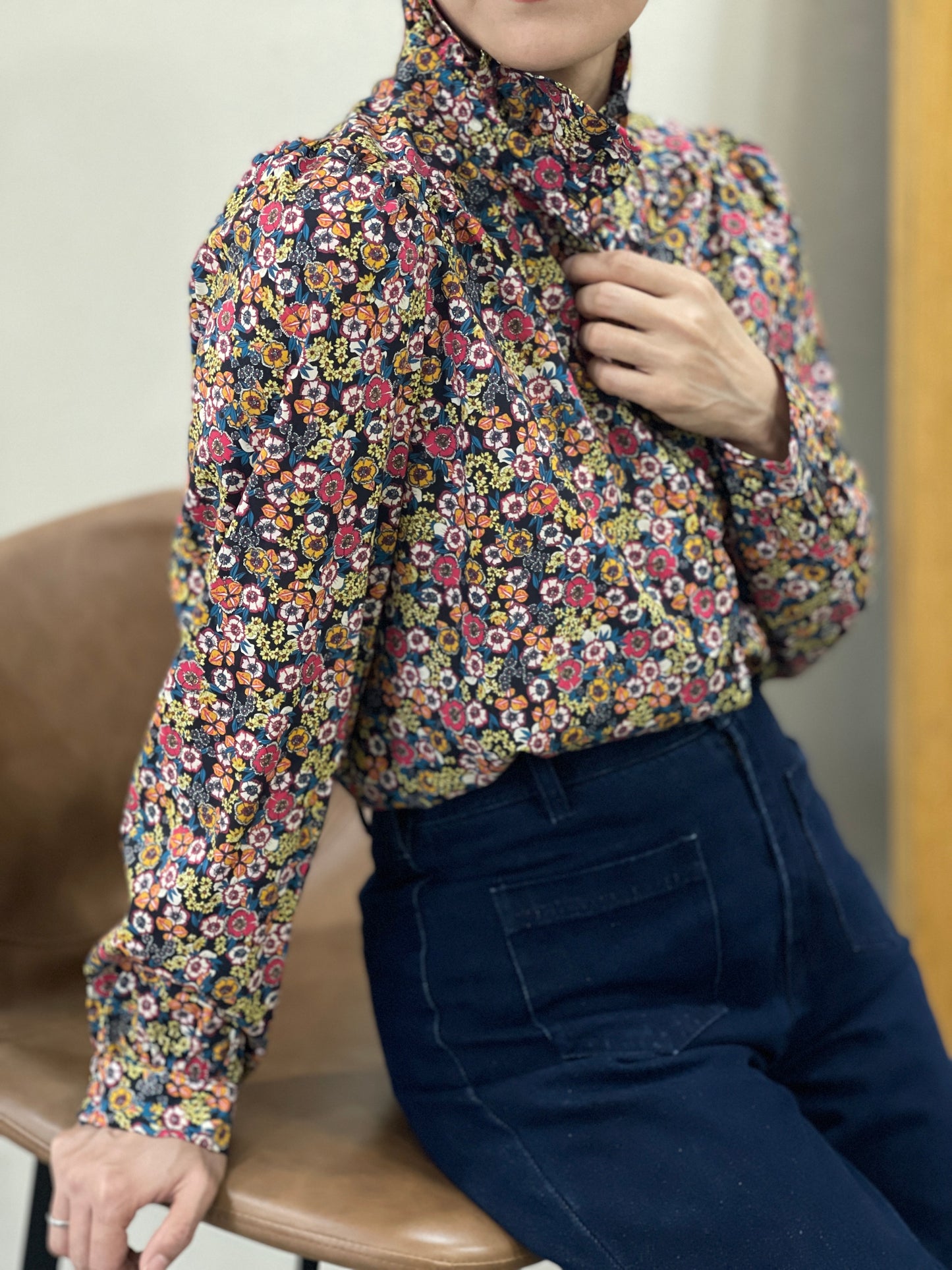 Chemise Col Montant Fleurie