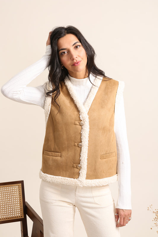 Gilet sans Manches Imitation Peau de Mouton