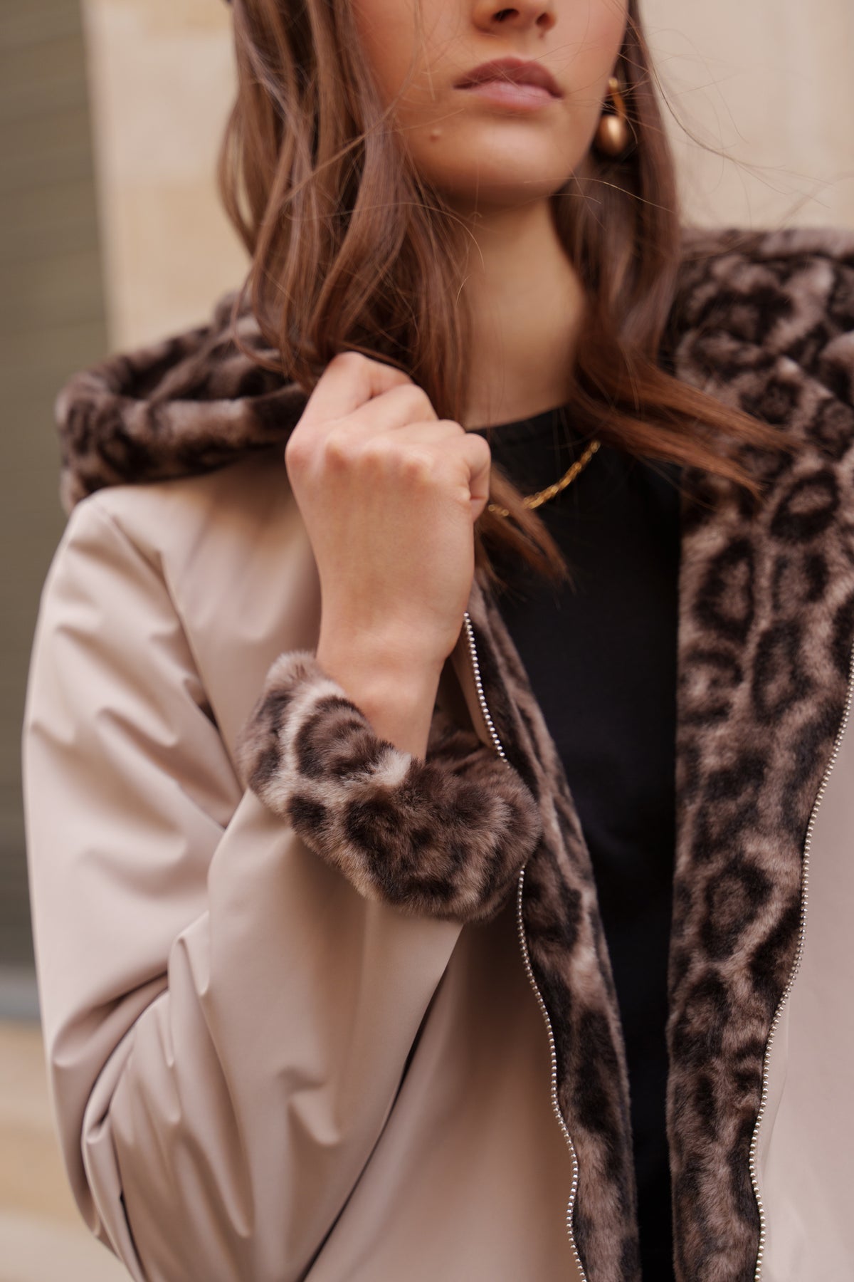 Parka Courte Imperméable Réversible Léopard - Laura Jo