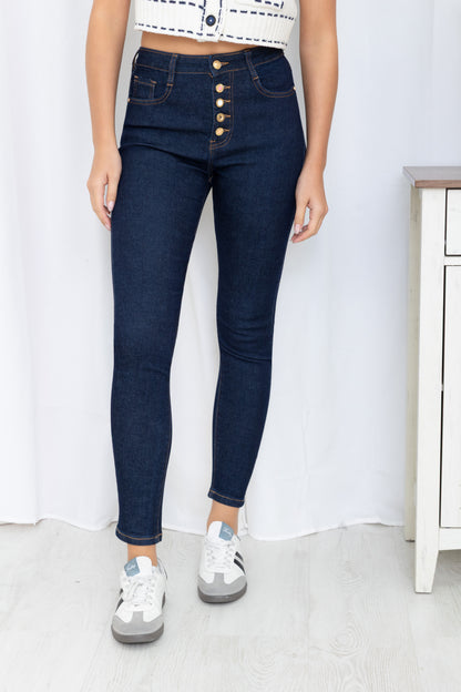 Jean Skinny à Boutons Dorés