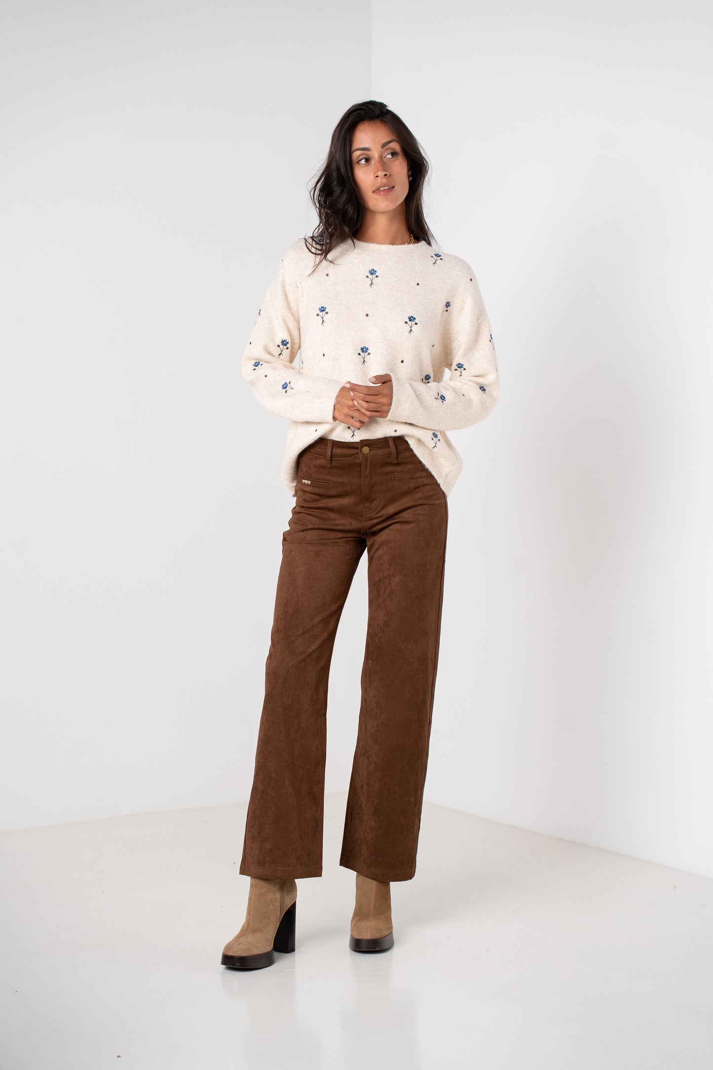 Pantalon Droit en Suédine