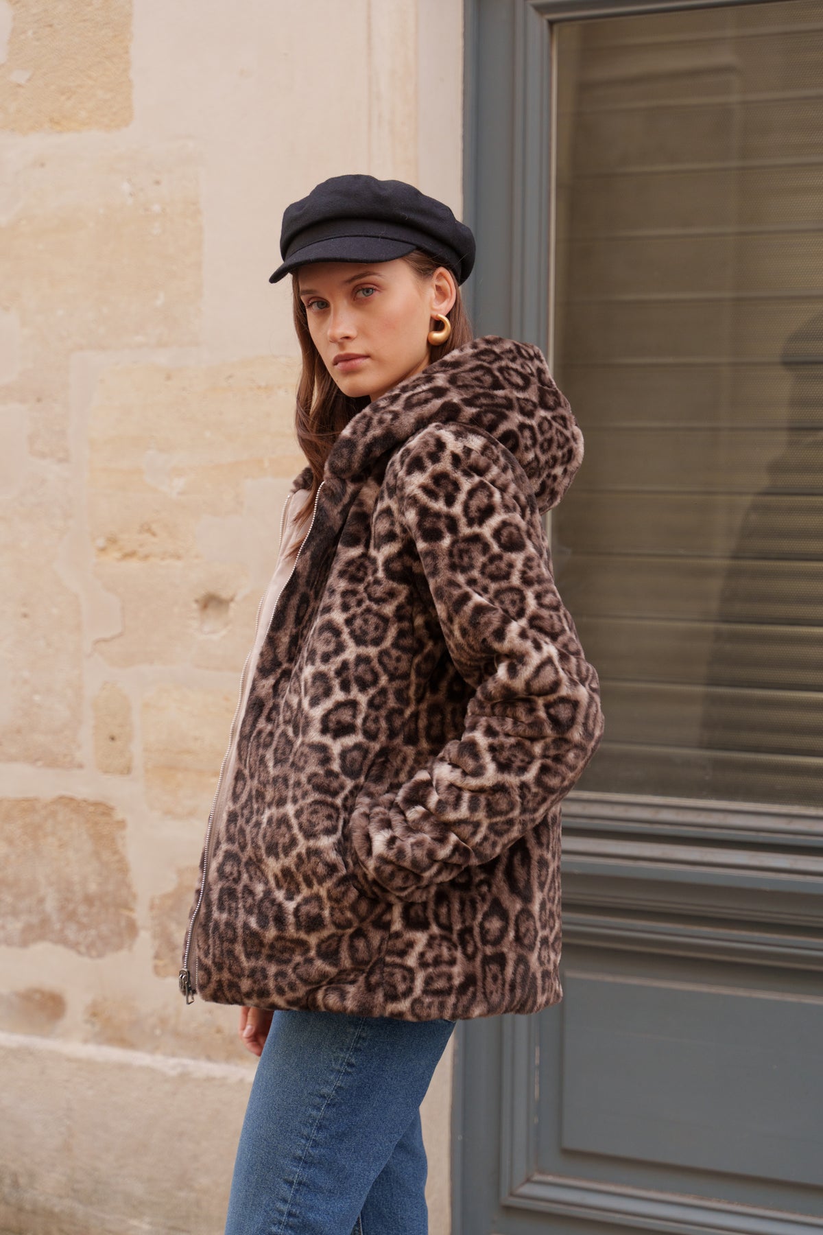 Parka Courte Imperméable Réversible Léopard - Laura Jo
