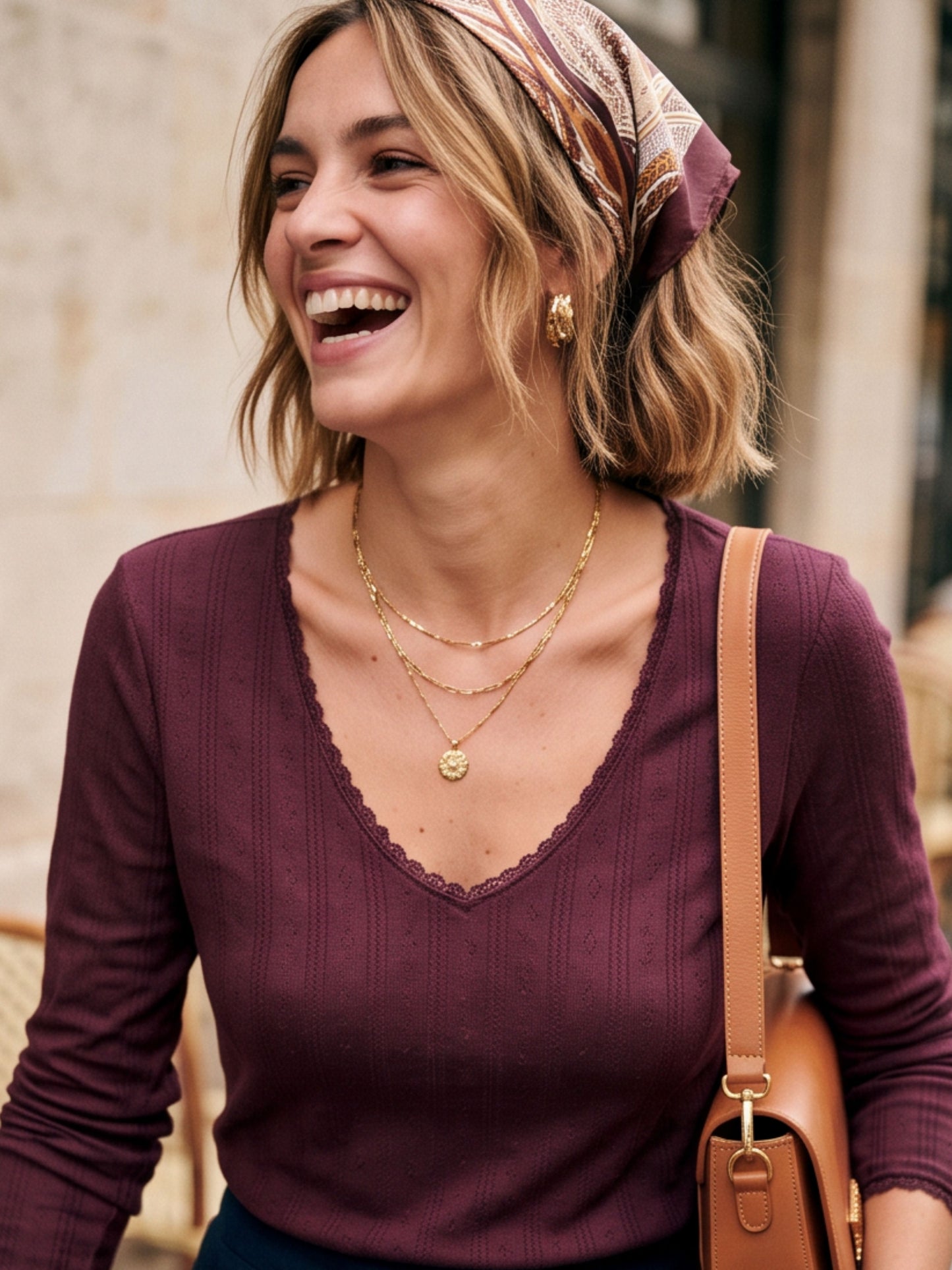 Top Octavie - Côtelé Col V
