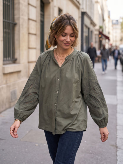 Chemise Manches Brodées Ballons