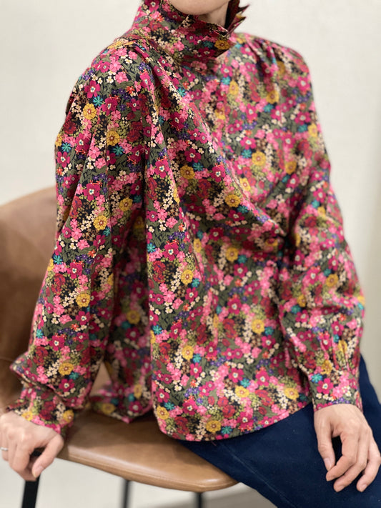 Chemise Col Montant Fleurie