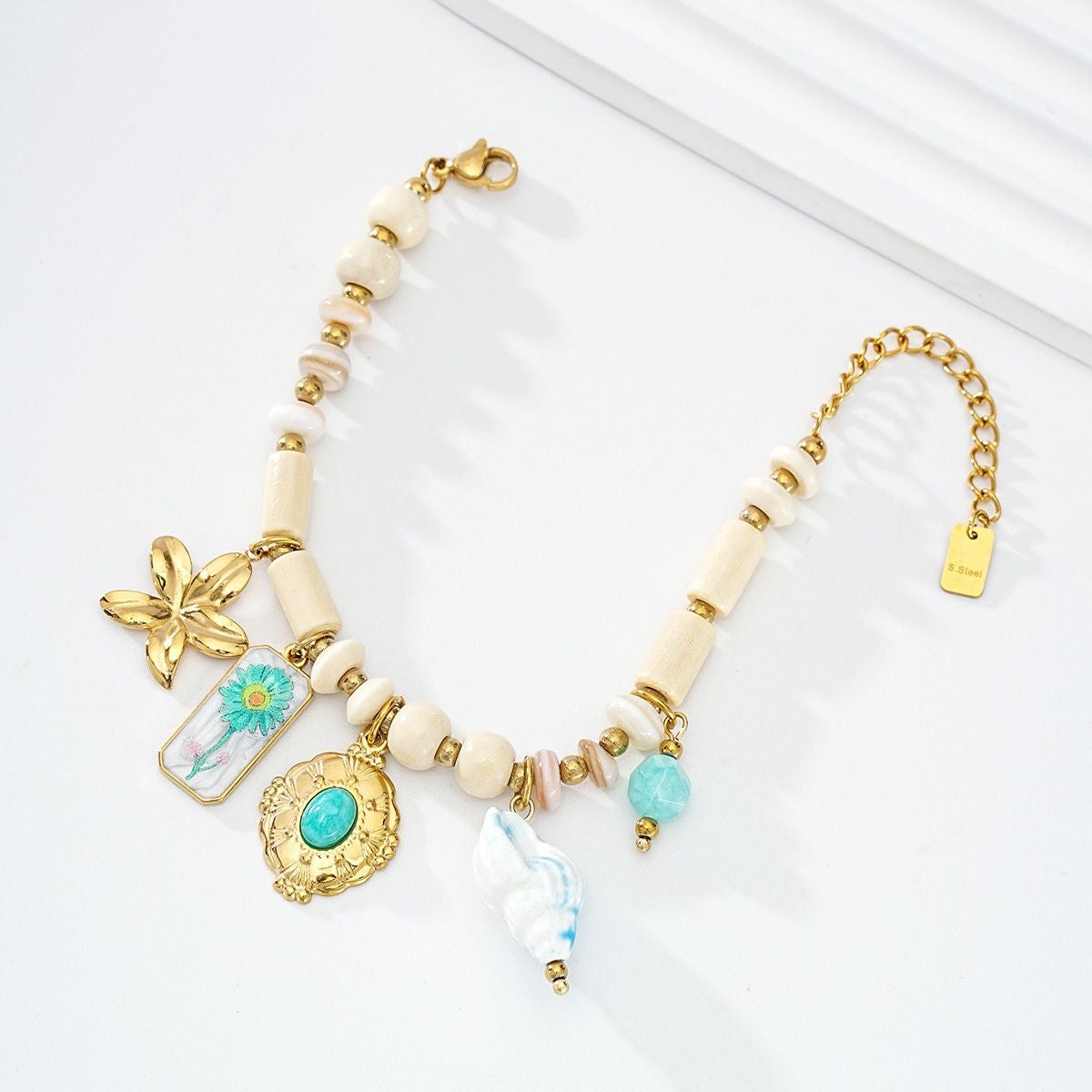 Bracelet Perles Beige