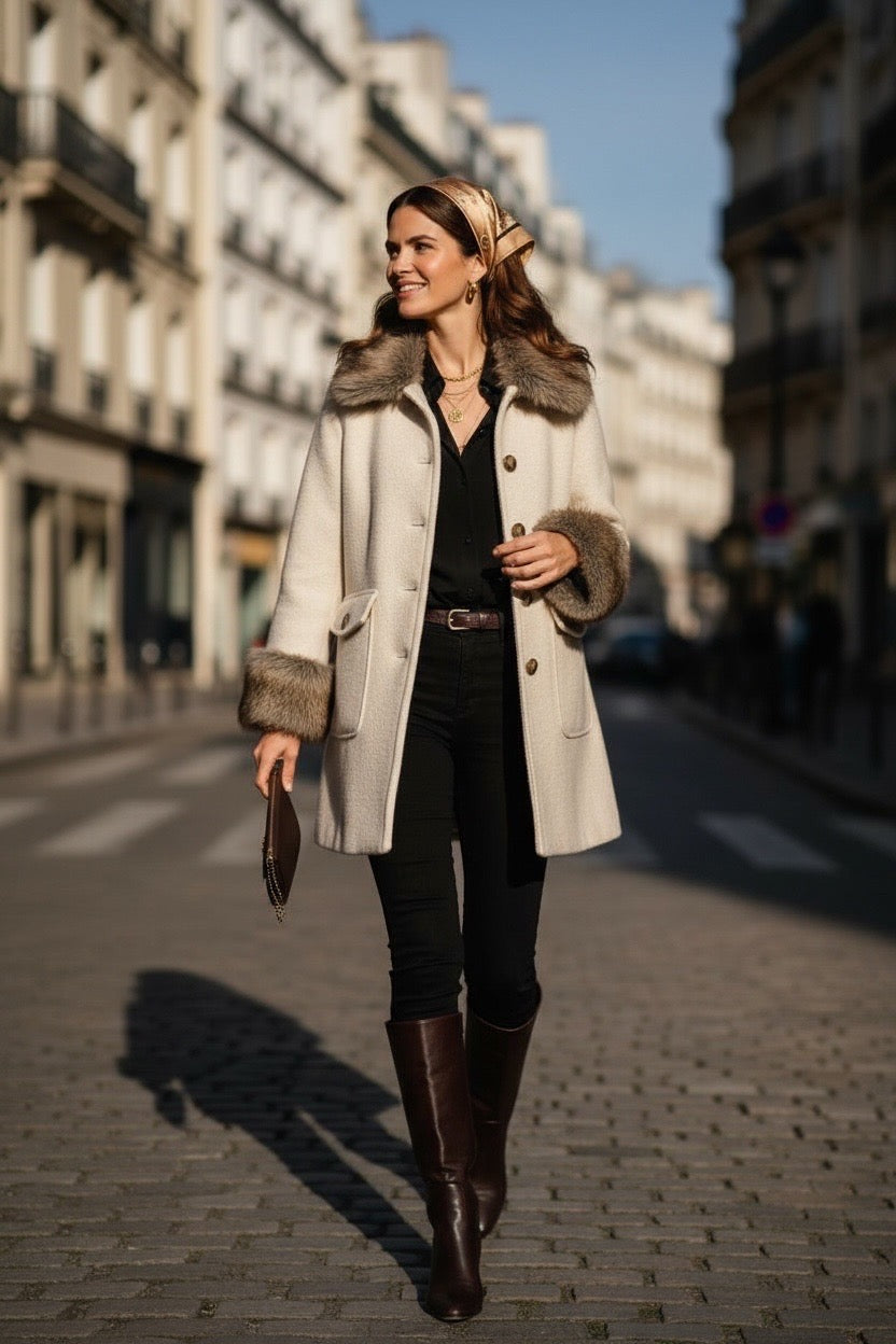 Manteau Laine Col Fourrure