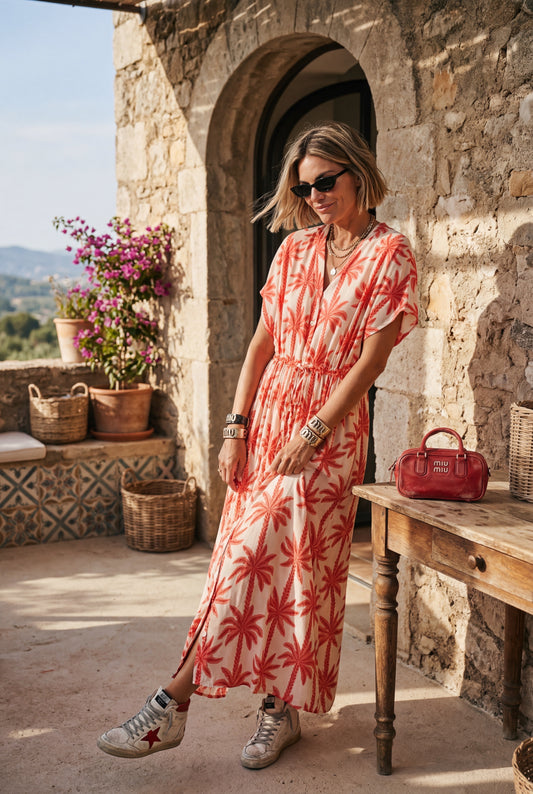 Robe Longue Red Palm