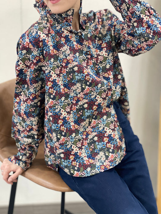 Chemise Col Montant Fleurie