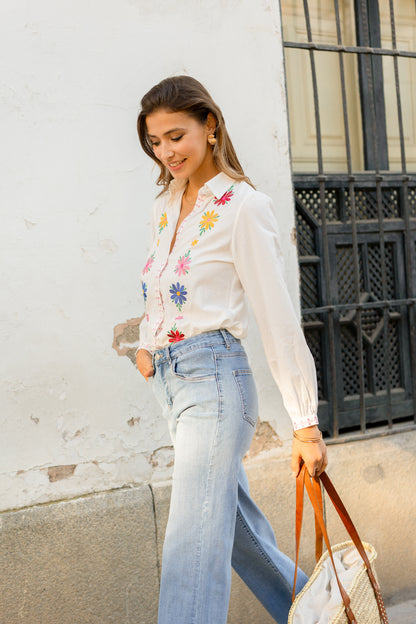 Chemise Blanche Flowers Colors