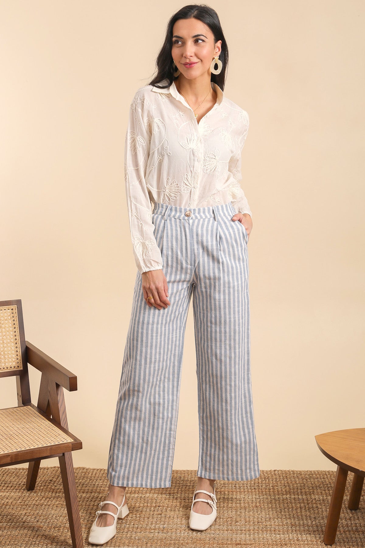 Pantalon rayé Chic et décontracté