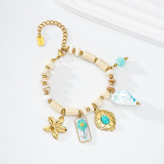 Bracelet Perles Beige