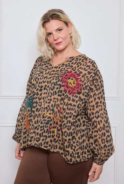 Blouse Léopard Coton - TU du 44 au 50