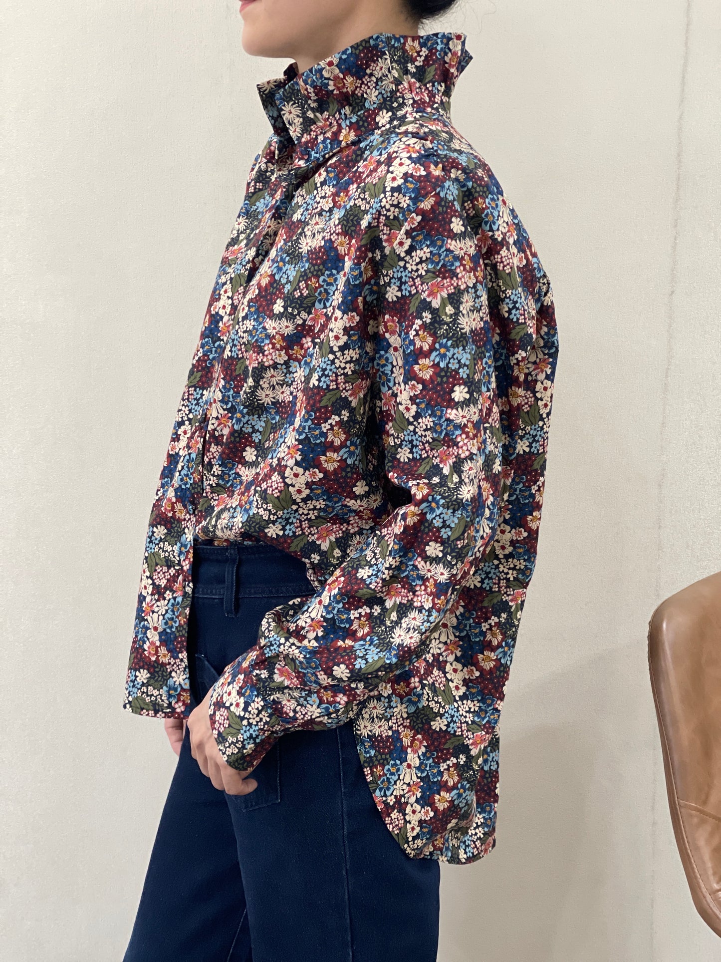 Chemise Col Montant Fleurie