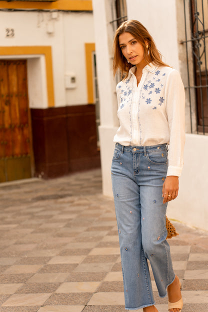 Chemise Flowers Blue