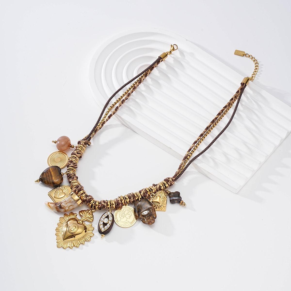 Collier Tressé Brun