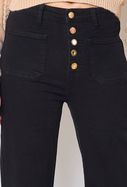 Jean Taille Haute à Boutons