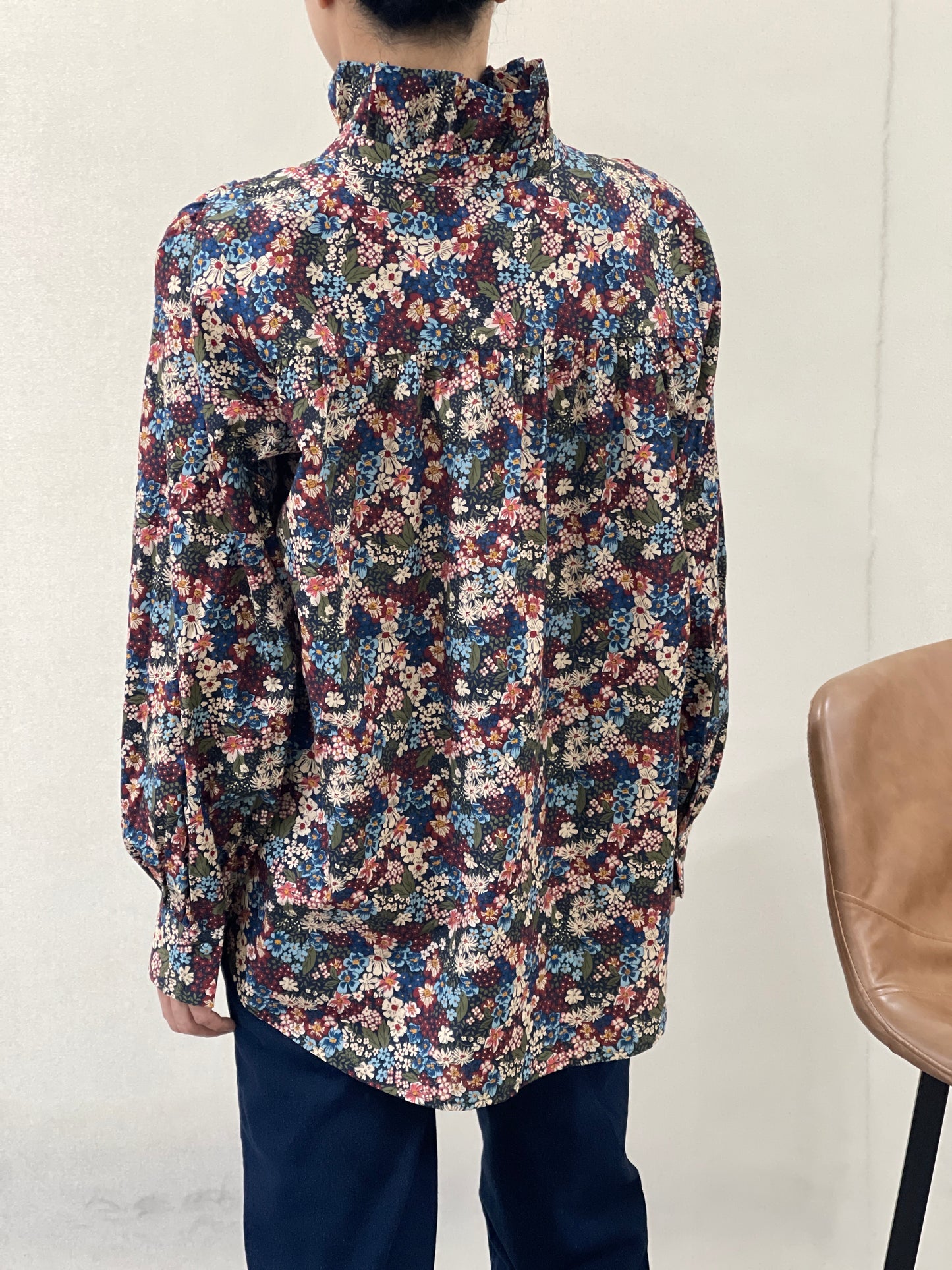 Chemise Col Montant Fleurie