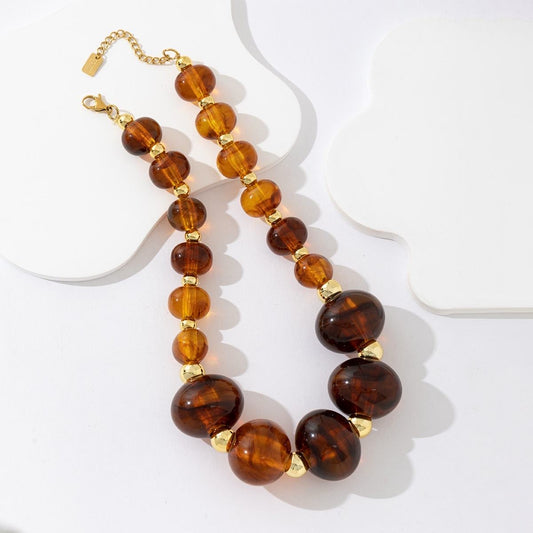 Collier Perles Ambrées