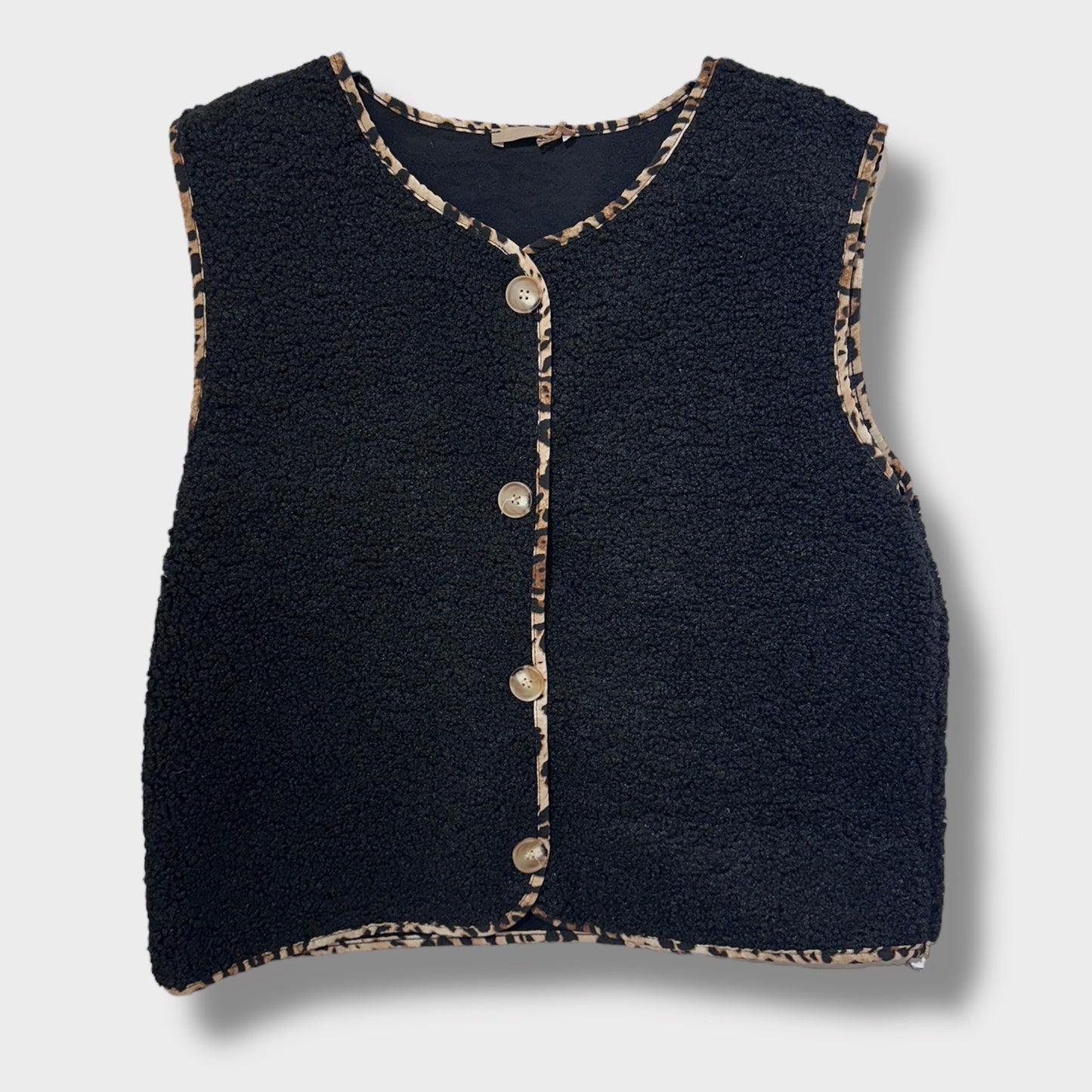 Gilet Cosy bordure léopard