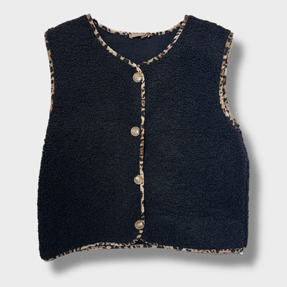 Gilet Cosy bordure léopard
