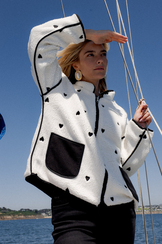 Veste à Motifs Coeurs Réversible