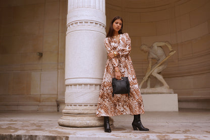 Robe Longue Imprimée Marron