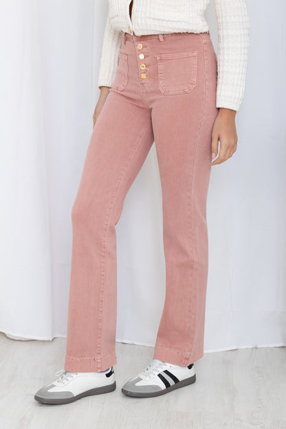 Jean Taille Haute à Boutons