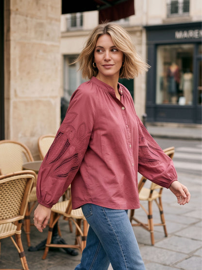 Chemise Manches Brodées Ballons
