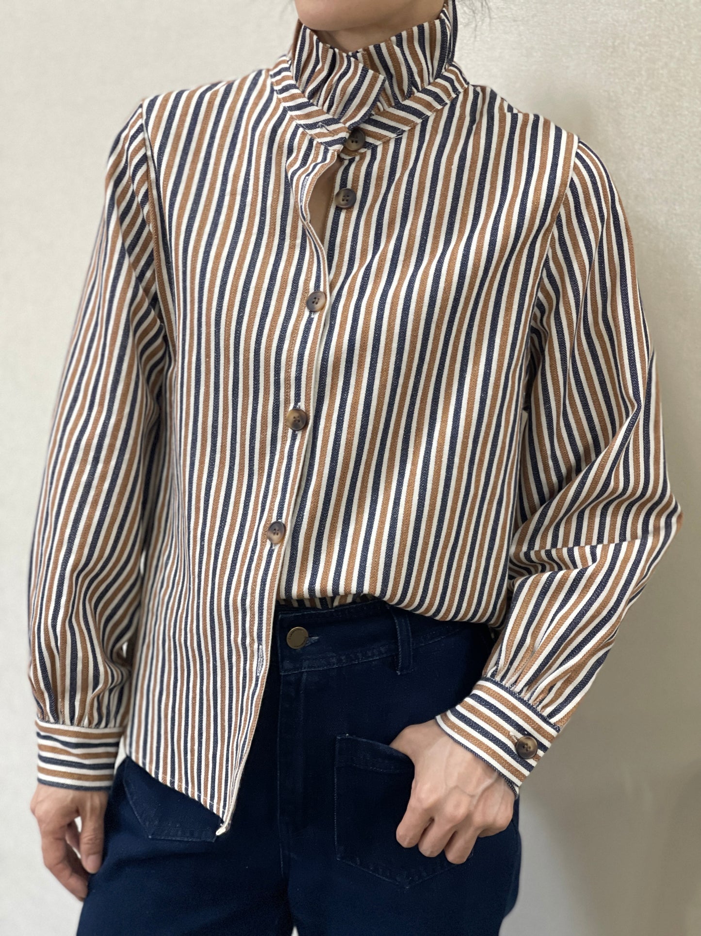 Chemise Rayures Bleu Camel