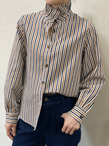 Chemise Rayures Bleu Camel